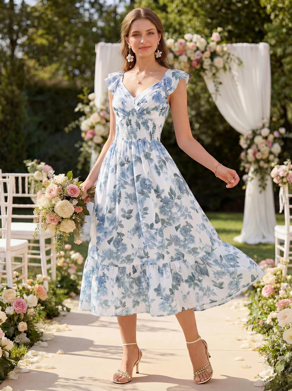 Detalle 2 de GRACE KARIN Women's Summer Floral Maxi Dress: Light, Romantic, and Practical for Weddings and Beyond