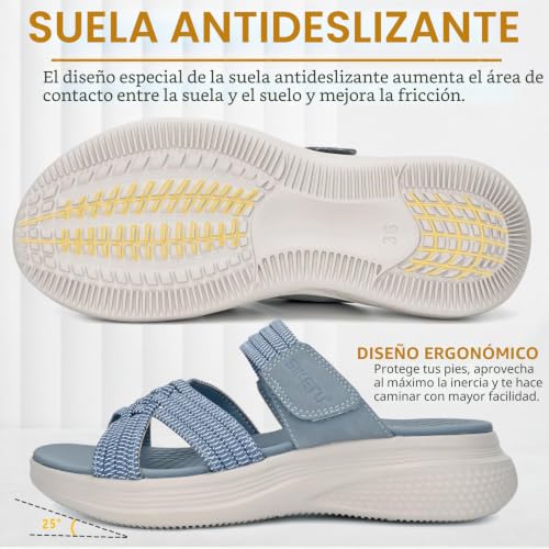 Detalle 1 de ZDQ Sandalias Mujer Verano Ortopedicas Sandalias con Punta Abierta Azul 42