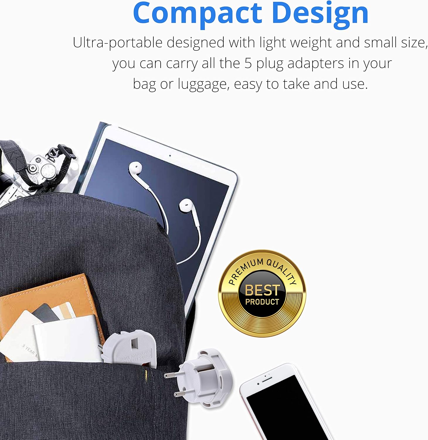 Thumbnail 3 de DAPTER’s 2 Pack White UK to European Plug Adapter (Type G to C, E & F) for Travel