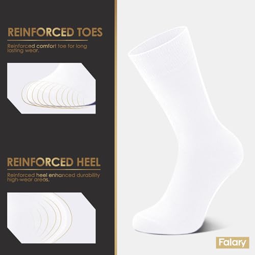 Detalle de FALARY Socken Herren 43-46 – 12 Paar weiße Baumwoll-Sportsocken, atmungsaktiv und verstärkt