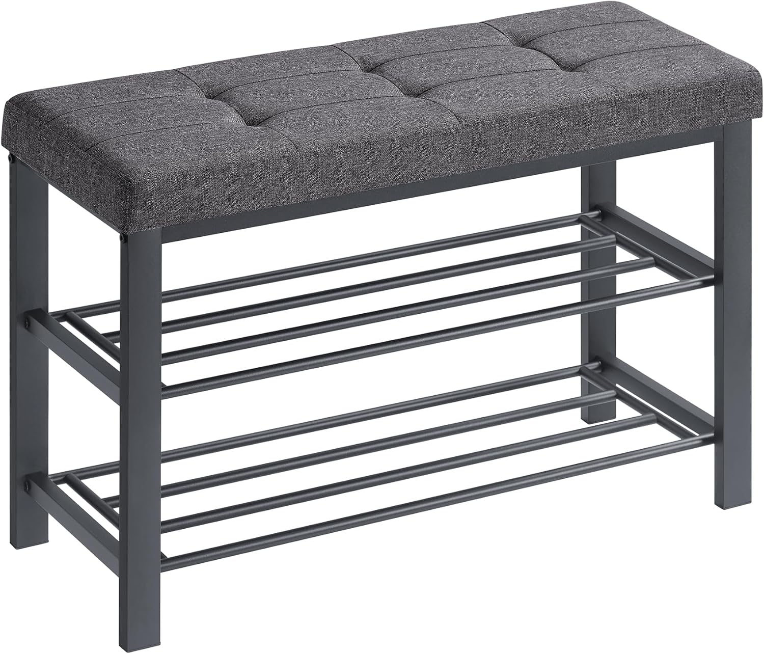 Detalle de Songmics Shoe Bench 3-Tier - 80 x 31 x 49 cm, LBS57GYZ, grigio scuro/nero