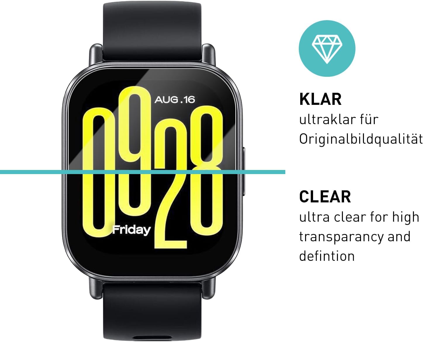 Detalle de SmarTect Tempered Glass for Xiaomi Redmi Watch 5 Active, 3-Pack, 9H