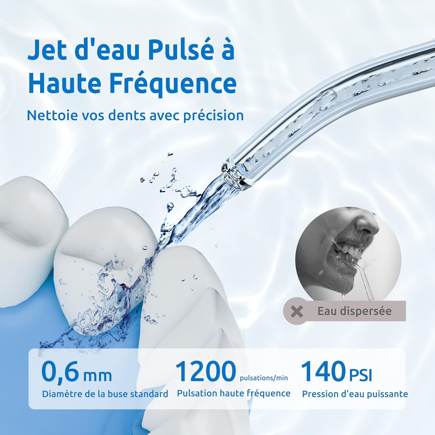 Detalle de Mini hydropulseur dentaire portable SYNHOPE avec réservoir télescopique et 3 modes
