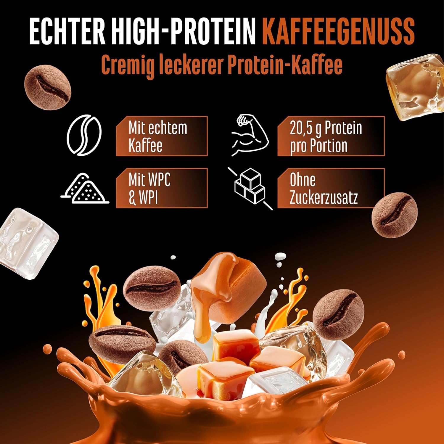 Thumbnail 1 de Wheypresso Protein Coffee Caramel – Proteingetränk mit Whey-Konzentrat & Isolat (908 g)