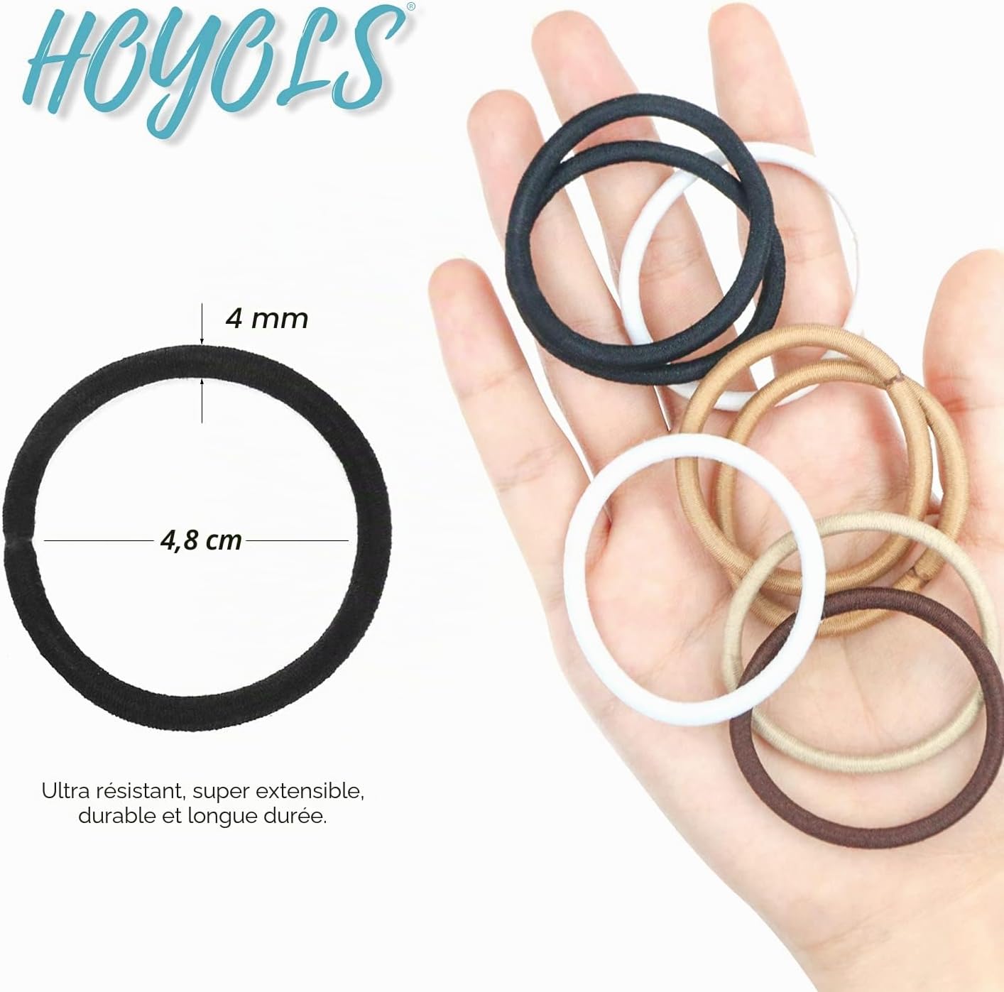 Detalle de HOYOLS Lot de 50 élastiques pour cheveux noirs tressés épais sans métal