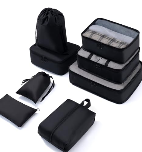 Detalle de Meowoo organisateurs de valise 8 pièces, noirs et compressibles