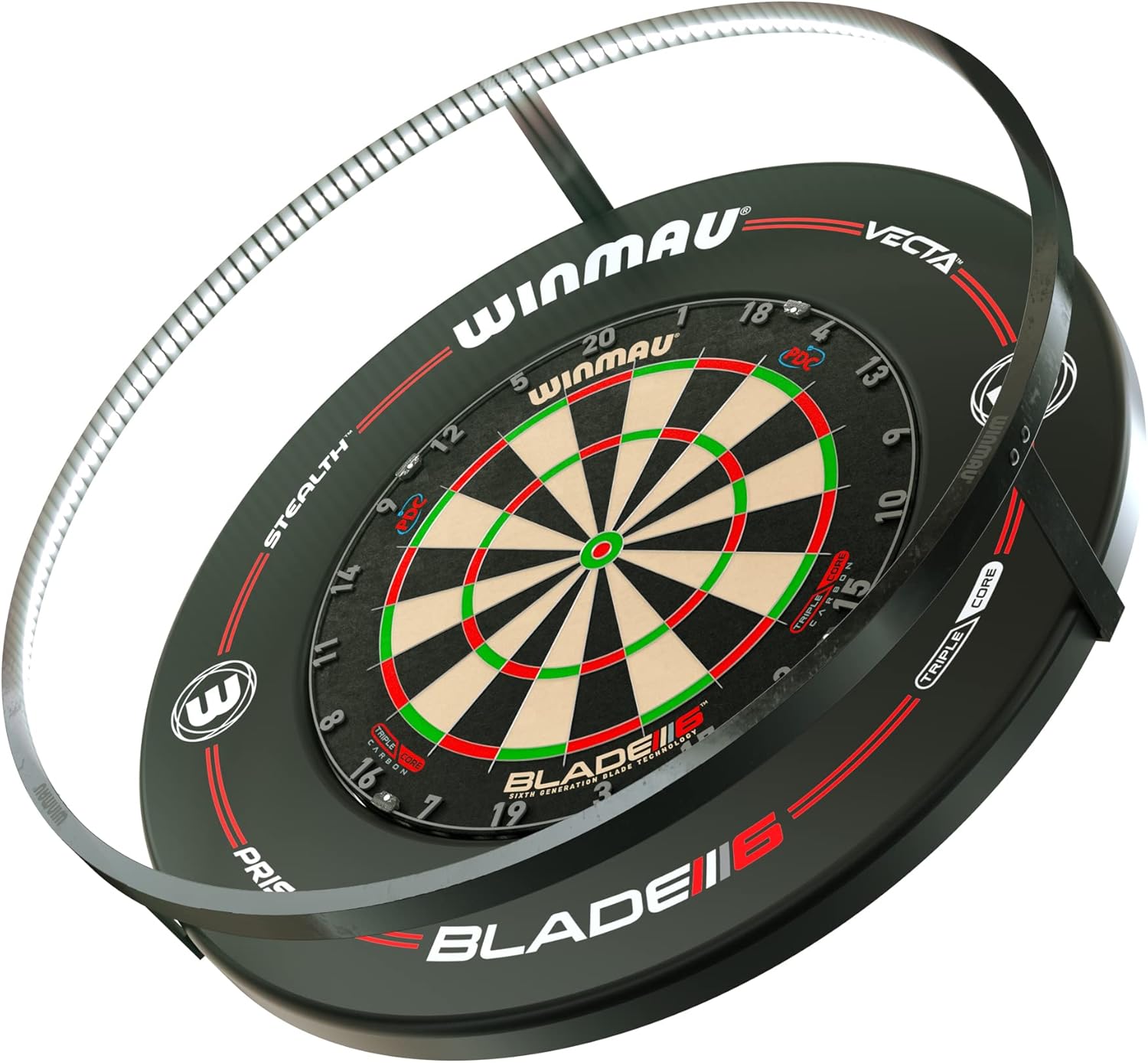 Detalle de WINMAU Plasma Dartboard Light (Black or Ice): 360° Shadow-Free LED Ring for Dartboards