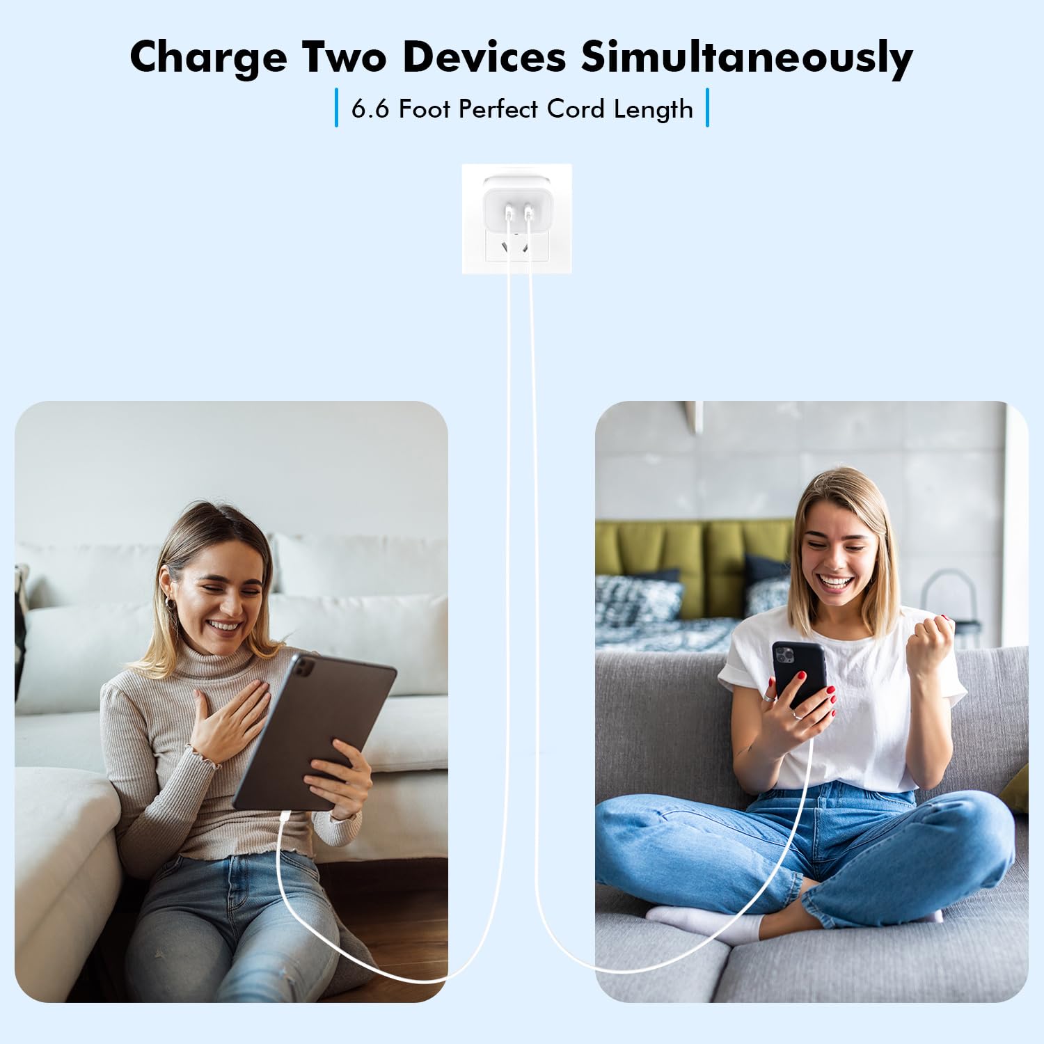 Thumbnail 5 de iPhone 17 Fast Charger 2-Pack (Dual USB-C PD) with 6FT USB-C to USB-C Cables