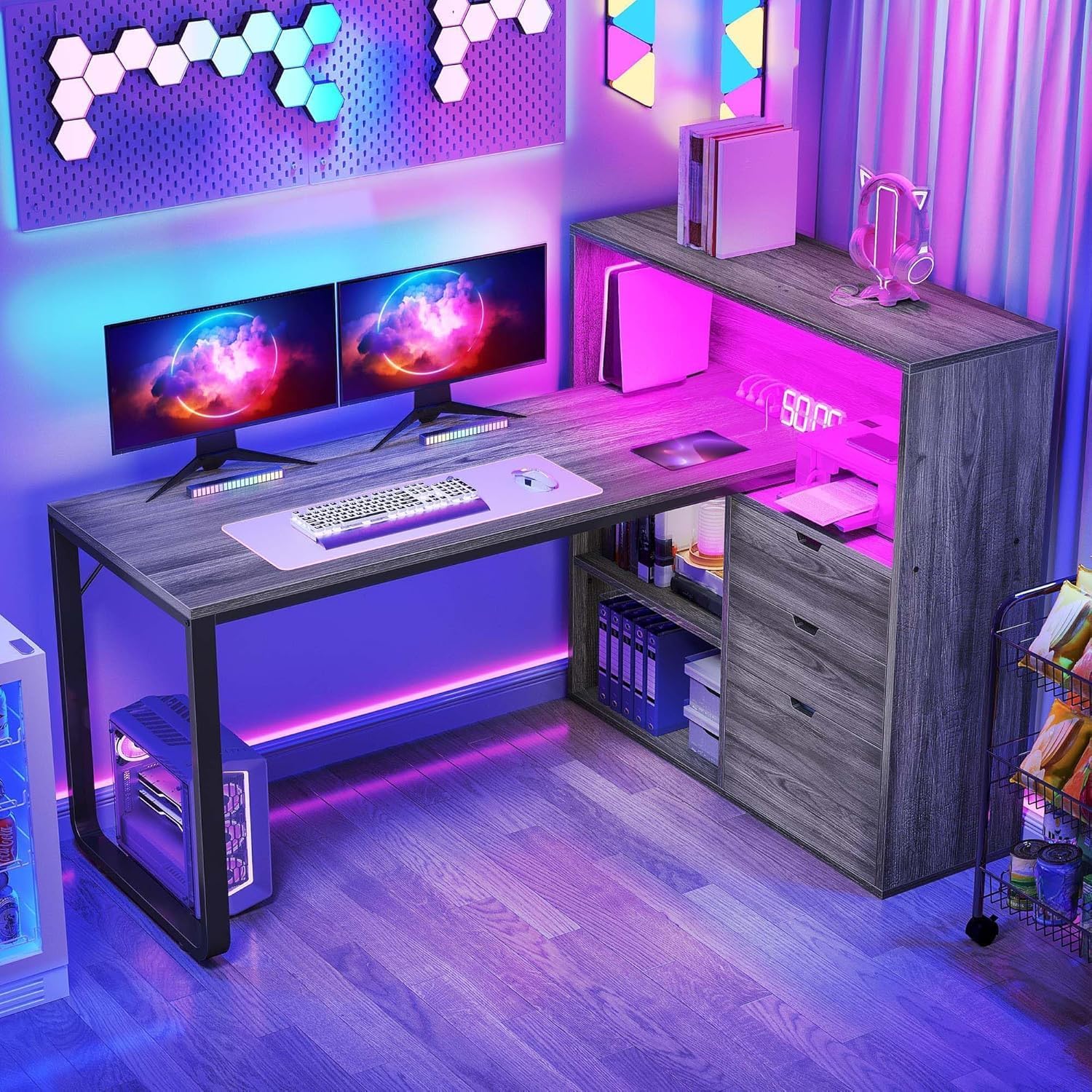 Detalle de DWVO L-shaped computer desk, 55-inch