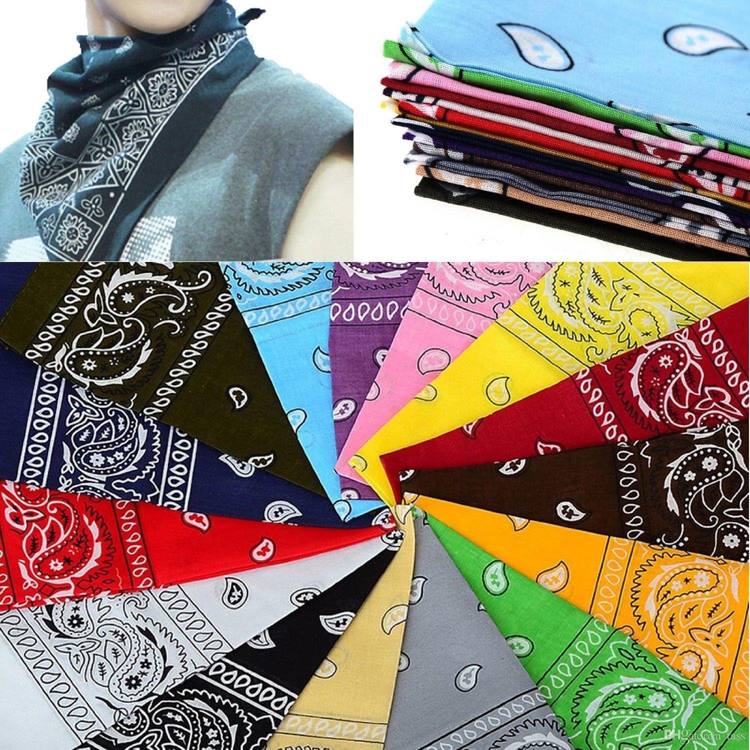 Detalle 2 de Boolavard 100% Cotton Paisley Bandanas – double-sided printed headwear (choose 1, 6 or 12 pack)