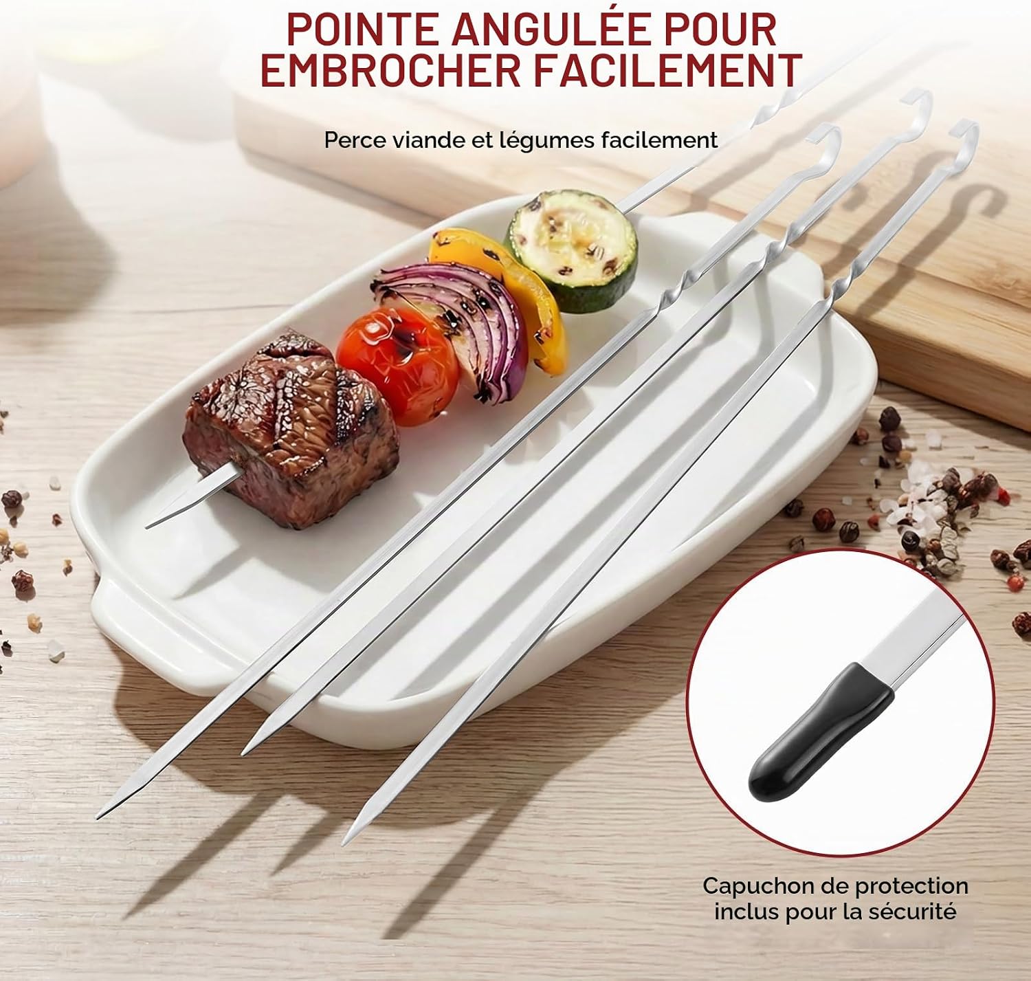 Thumbnail 1 de Homealexa MJ-GS01 grillspiesen, 20 stuks in roestvrij staal met plat ontwerp