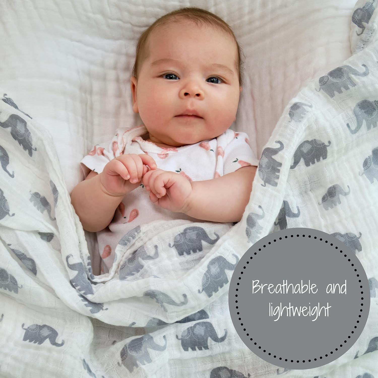 Detalle de LollyBanks Muslin Swaddle Blanket, Organic Cotton