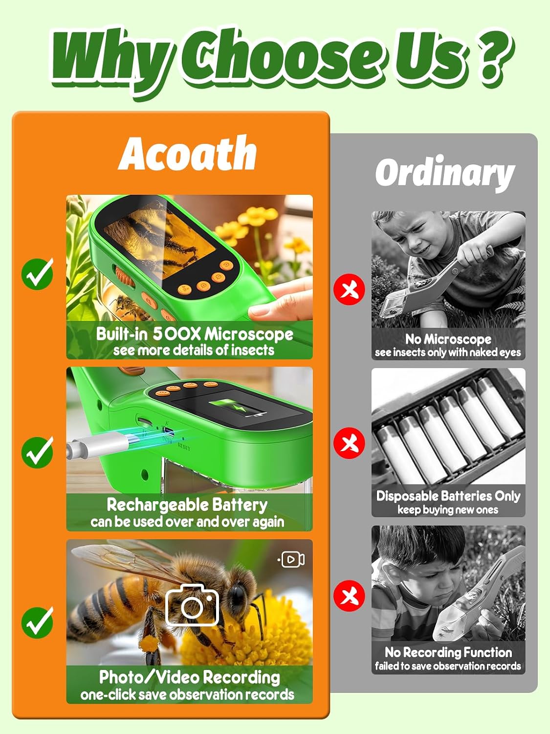 Detalle de Acoath Bug Catcher Microscope with 2.4-inch Screen