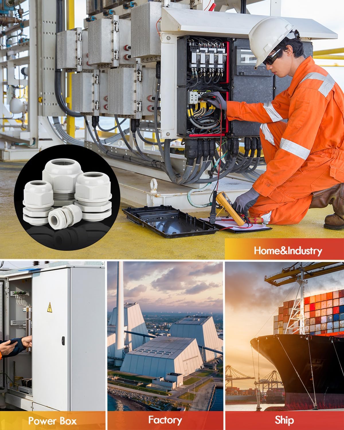 Thumbnail 5 de 52-teiliges Kabelverschraubung-Set (Gorffy) – IP68 wasserdichte Kabeldurchführungen für M12, M16, M20, M25