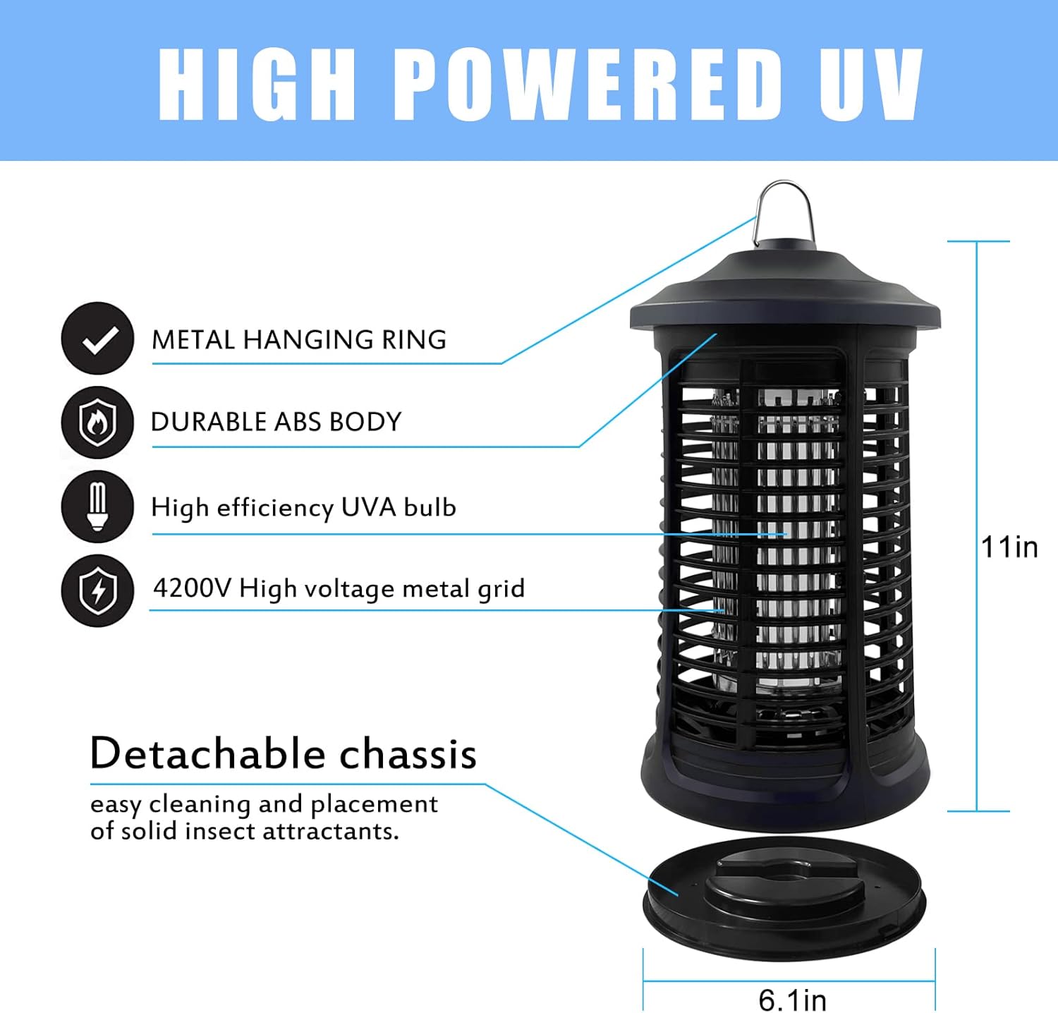 Thumbnail 5 de Electric Bug Zapper Indoor/Outdoor 4200V High Powered Mosquito Killer
