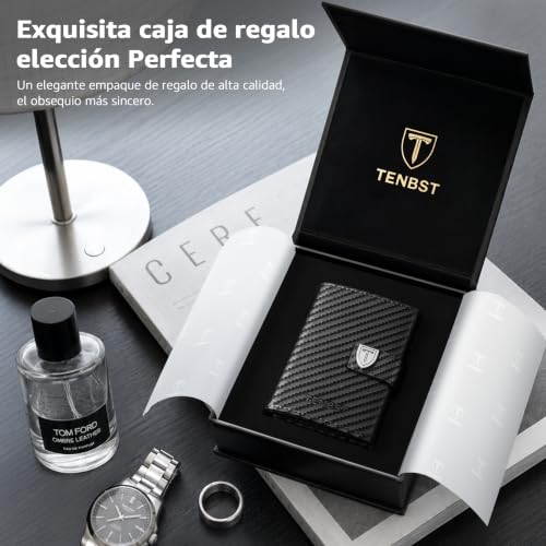 Thumbnail 1 de TENBST Cartera para hombre con bloqueo RFID, tarjetero emergente y monedero
