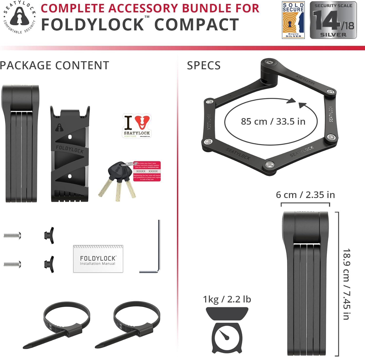 Thumbnail 5 de Seatylock FoldyLock compact folding bike lock