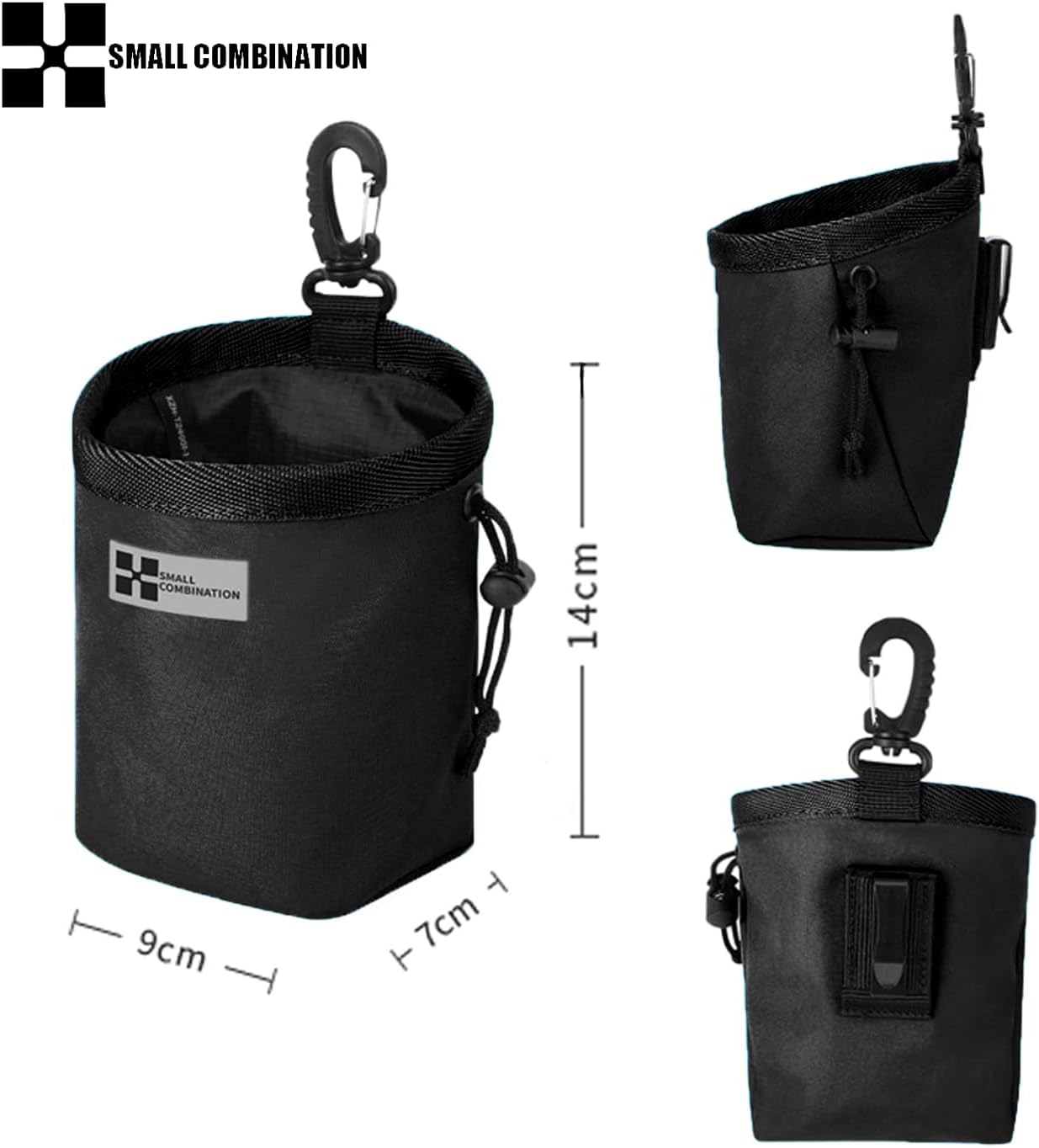 Detalle 2 de Small Combination Nylon Drawstring Bag with Carabiner, Mint Green (Black)