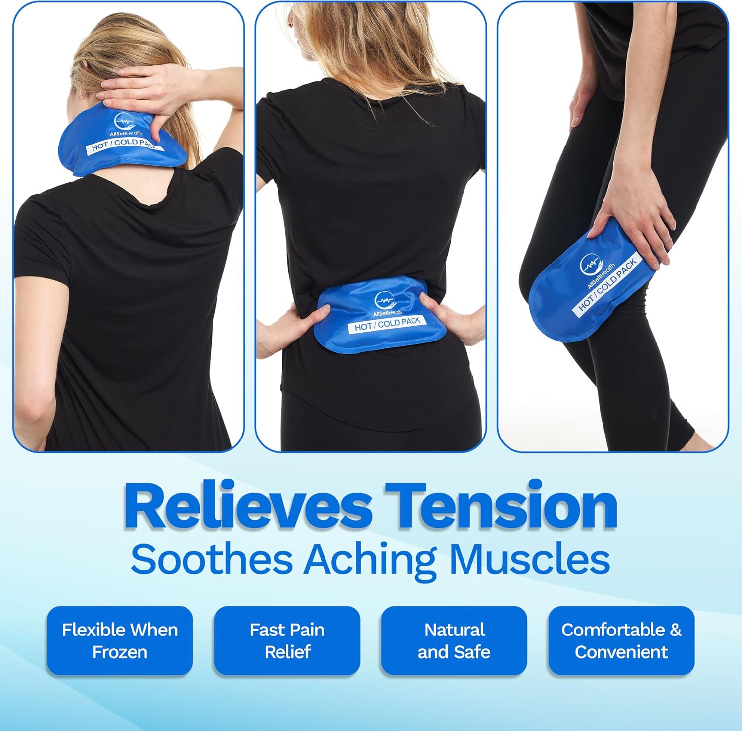 Detalle 2 de 4X Ice Pack for Injuries – Reusable Gel Cold Compress (Cold Compress) 27cm x 13cm, 4 Pack Blue