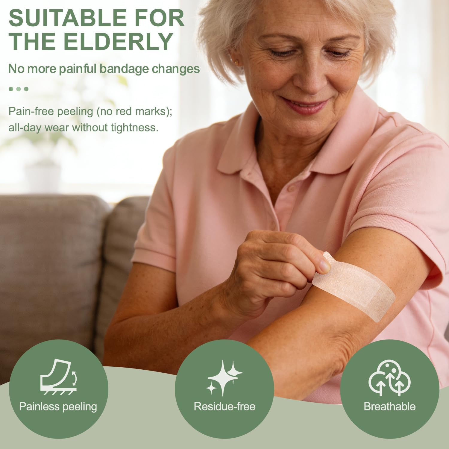 Thumbnail 3 de Hysimedy Silicone Adhesive Bandages (Large) 2"x4" — Latex-Free Hypoallergenic Flexible Fabric, 20 Count
