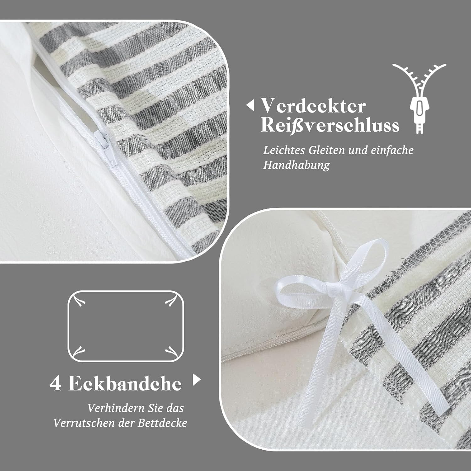 Thumbnail 3 de SOULFUL Bettwäsche 155x220 Baumwolle Gestreift