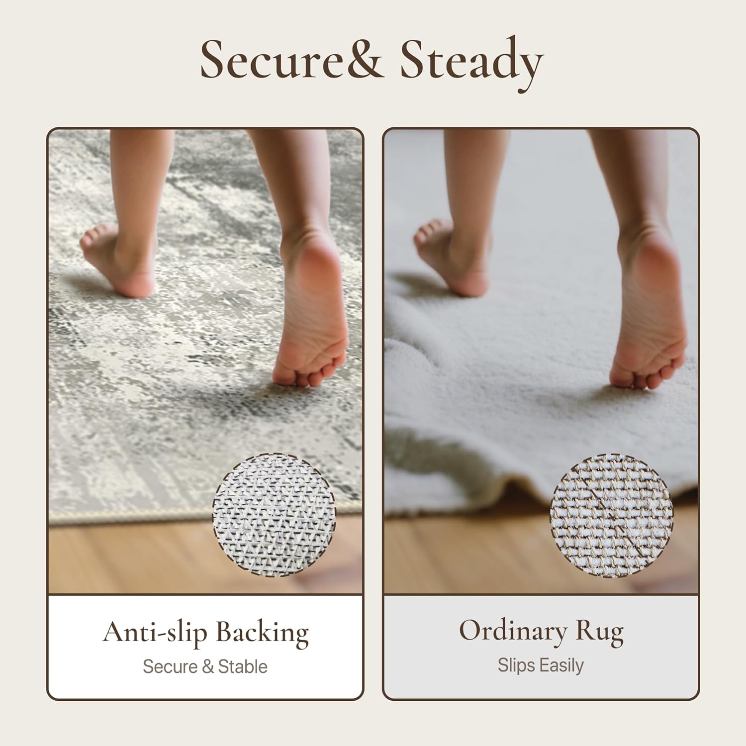 Thumbnail 6 de GENIMO 8x10 Area Rug — Machine Washable, Non-Slip, Low-Pile Distressed Grey