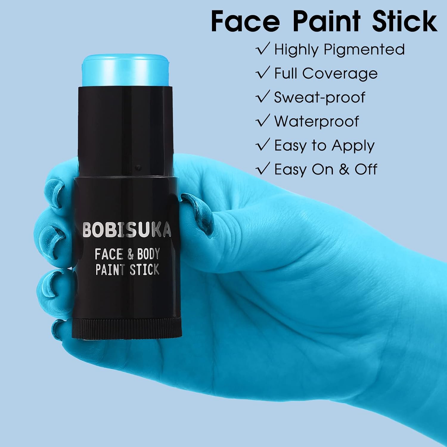 Detalle 2 de BOBISUKA Light Blue Face Paint Stick for Sports and Costume Makeup