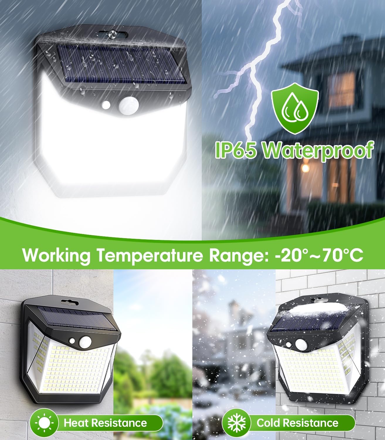 Thumbnail 4 de Solar Security Lights Outdoor Garden (248 LEDs) 3 Modes Motion Sensor Wall Lights – IP65, 2 Pack