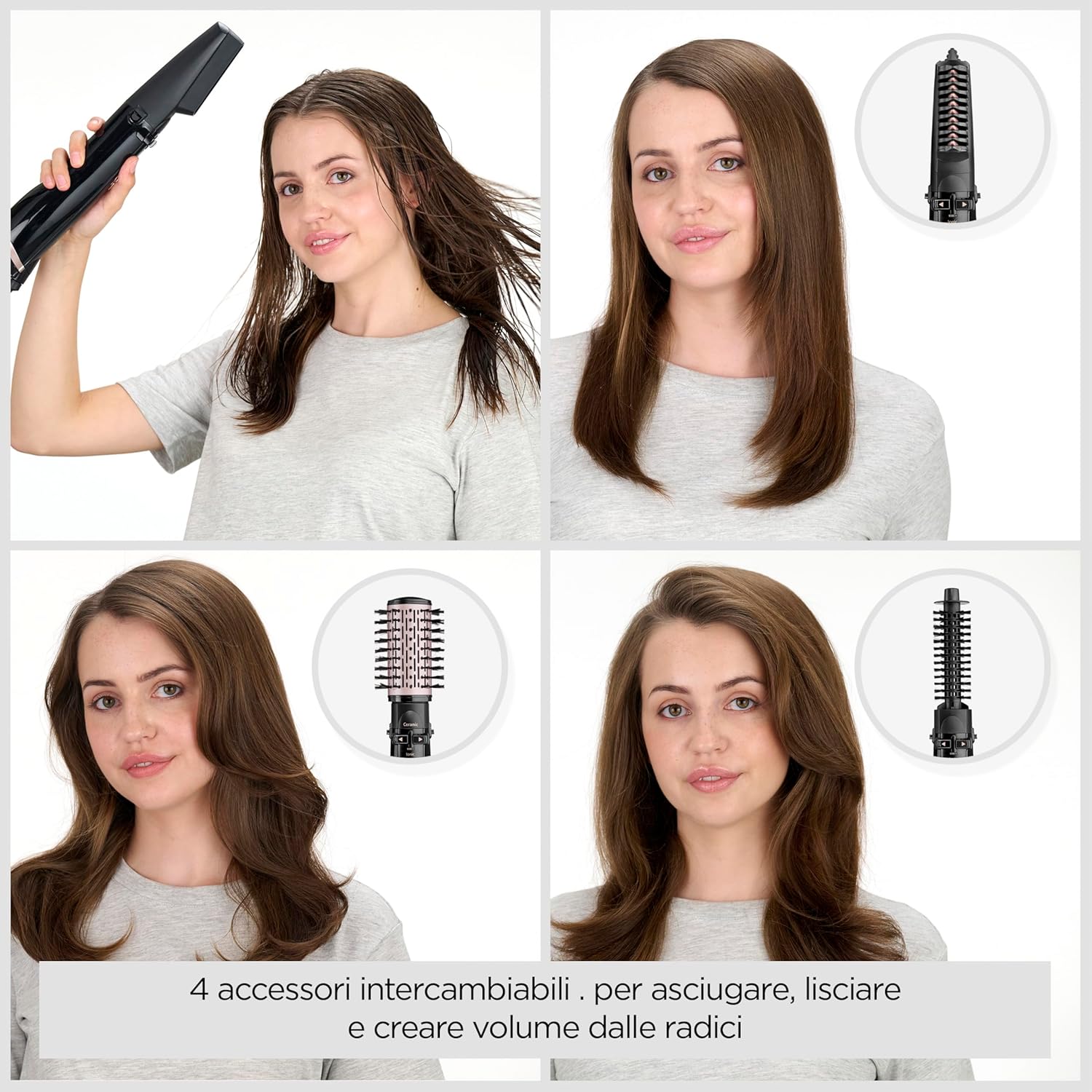Thumbnail 1 de BaByliss Spazzola rotante ad aria calda AS200E con 4 accessori intercambiabili