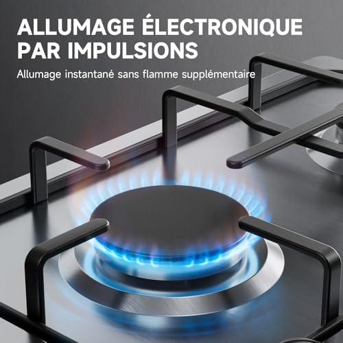 Thumbnail 4 de Plaque Gaz 4 Feux Inox IsEasy – Table Gaz 60 cm, 7200W, encastrable