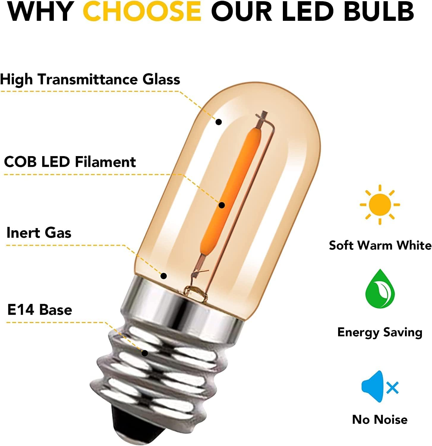 Detalle de Hcnew T16 E12 LED-lampen, 1 W, 2200 K warmwit, bruin glas, 6 stuks