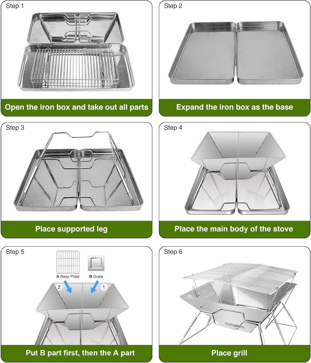 Detalle de Portable fire pit grill rack 430 stainless