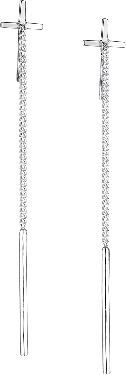 Detalle 1 de Elli Damen Echtschmuck Ohrhänger Kreuz- & Geo-Symbol aus 925 Sterling Silber vergoldet