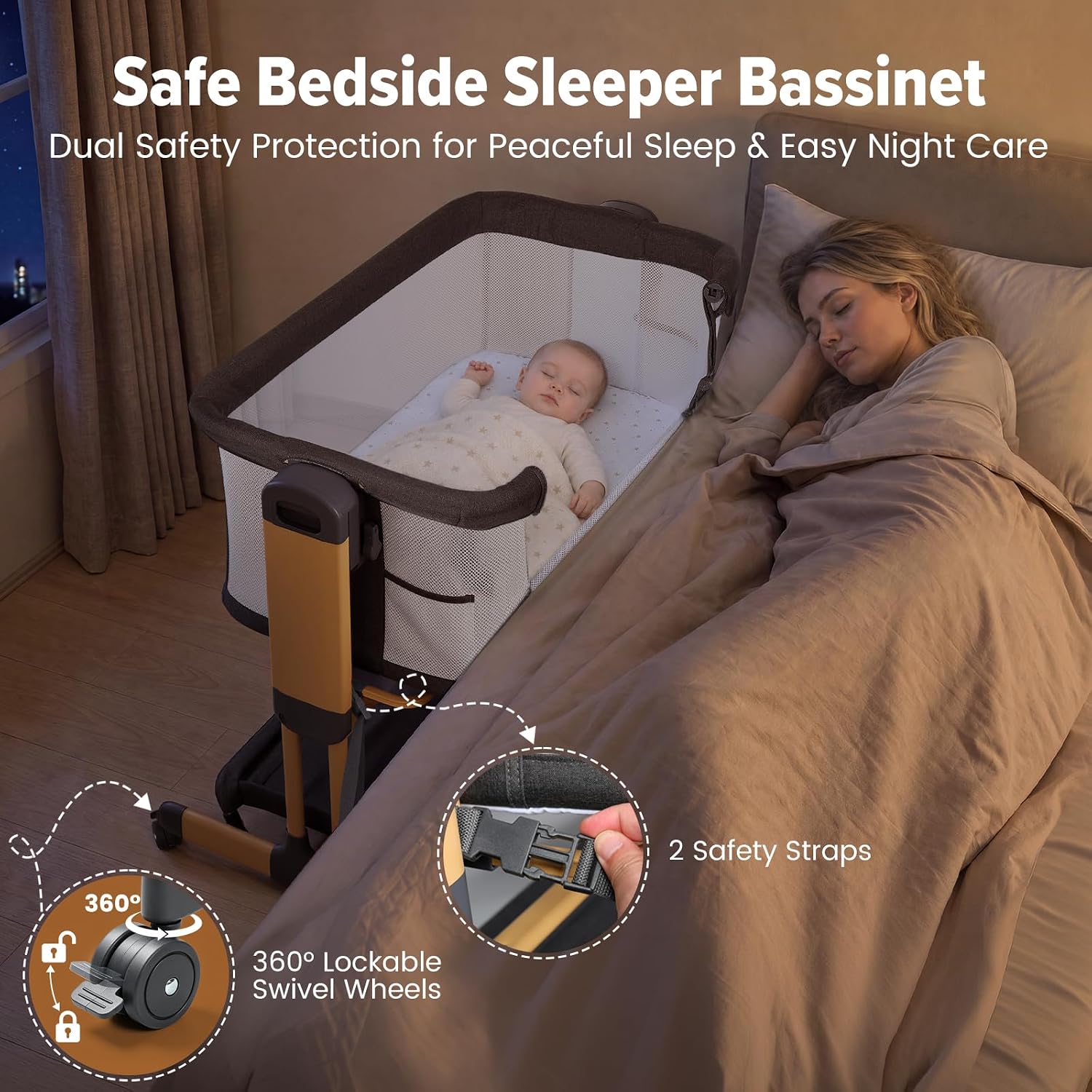 Detalle 1 de Ezebaby Baby Bassinet, 3-in-1