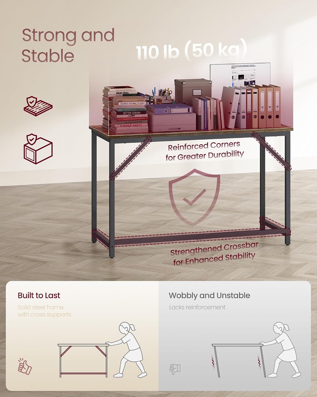Detalle 1 de VASAGLE Computer Desk, 47.2-Inch