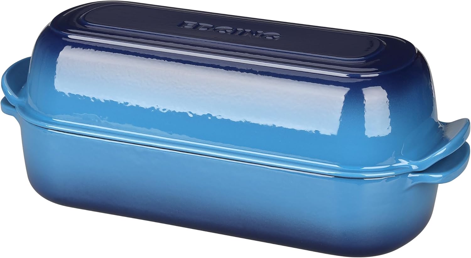 Thumbnail 1 de EDGING CASTING Enameled Cast Iron Loaf Pan with Lid (12.5 x 5.5 in, 5qt, Lake Blue)