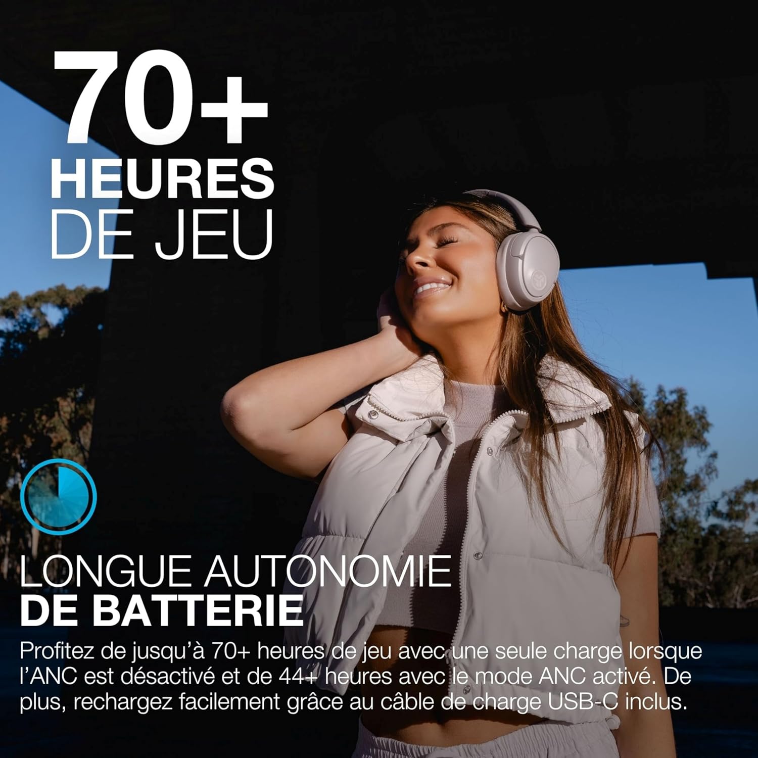 Thumbnail 2 de JLab JBuds LUX ANC — Casque Bluetooth sans Fil Anti-Bruit Pliable, confort premium et 70+ heures d’autonomie