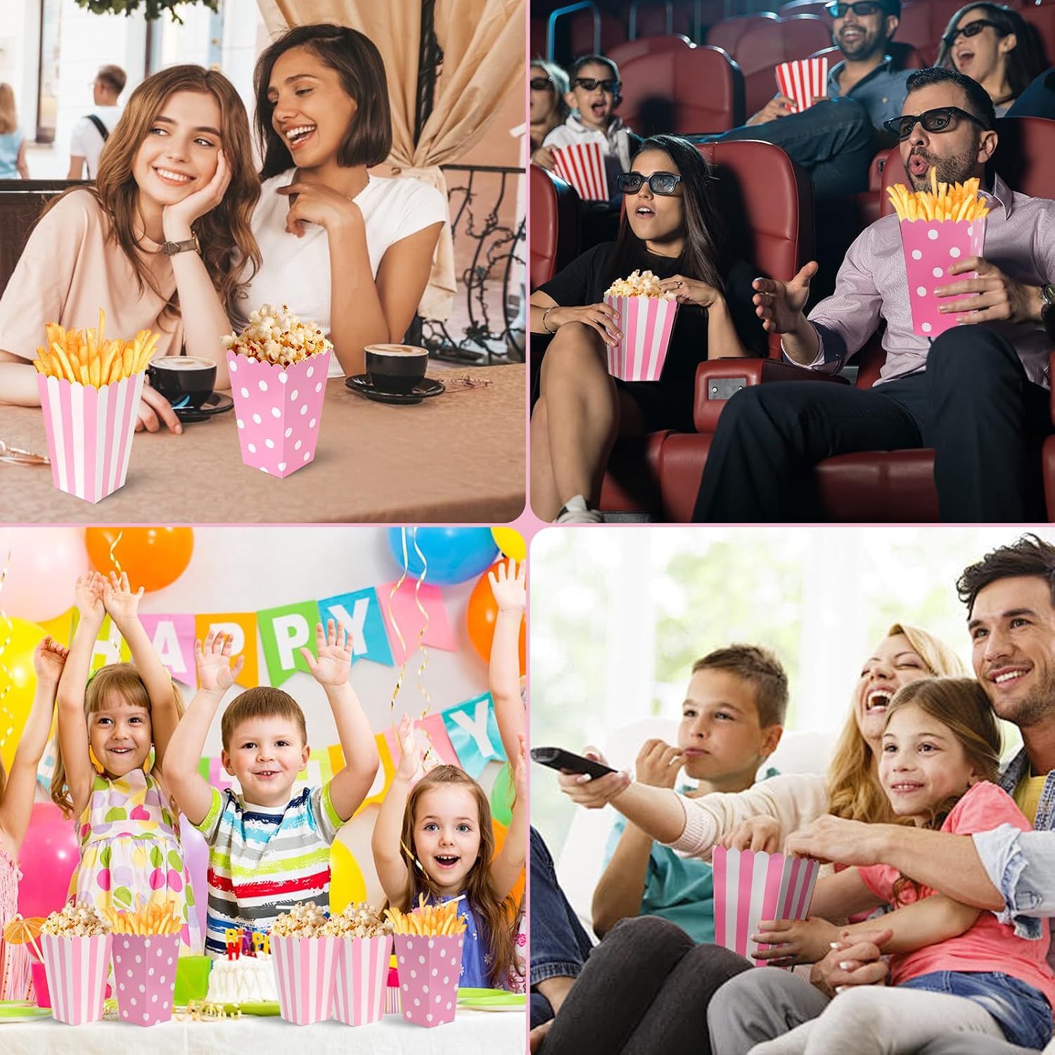 Thumbnail 6 de GTNCE Rosa Popcorn Tüten Klein Papier 40Stück – Zwei Retro-Designs, lebensmittelecht