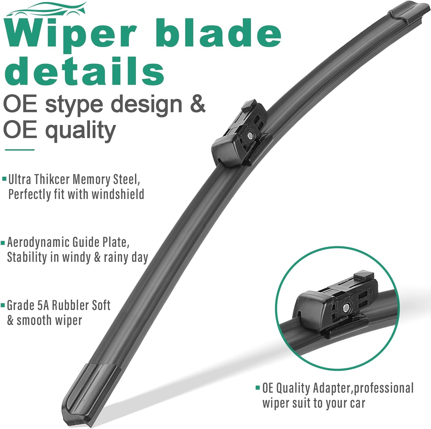 Detalle de WINDSMILE 26"/19" Windshield Wiper Blades Replacement (OEM-quality) for Tesla Model Y 2020-2023 & Model 3 2017-2023