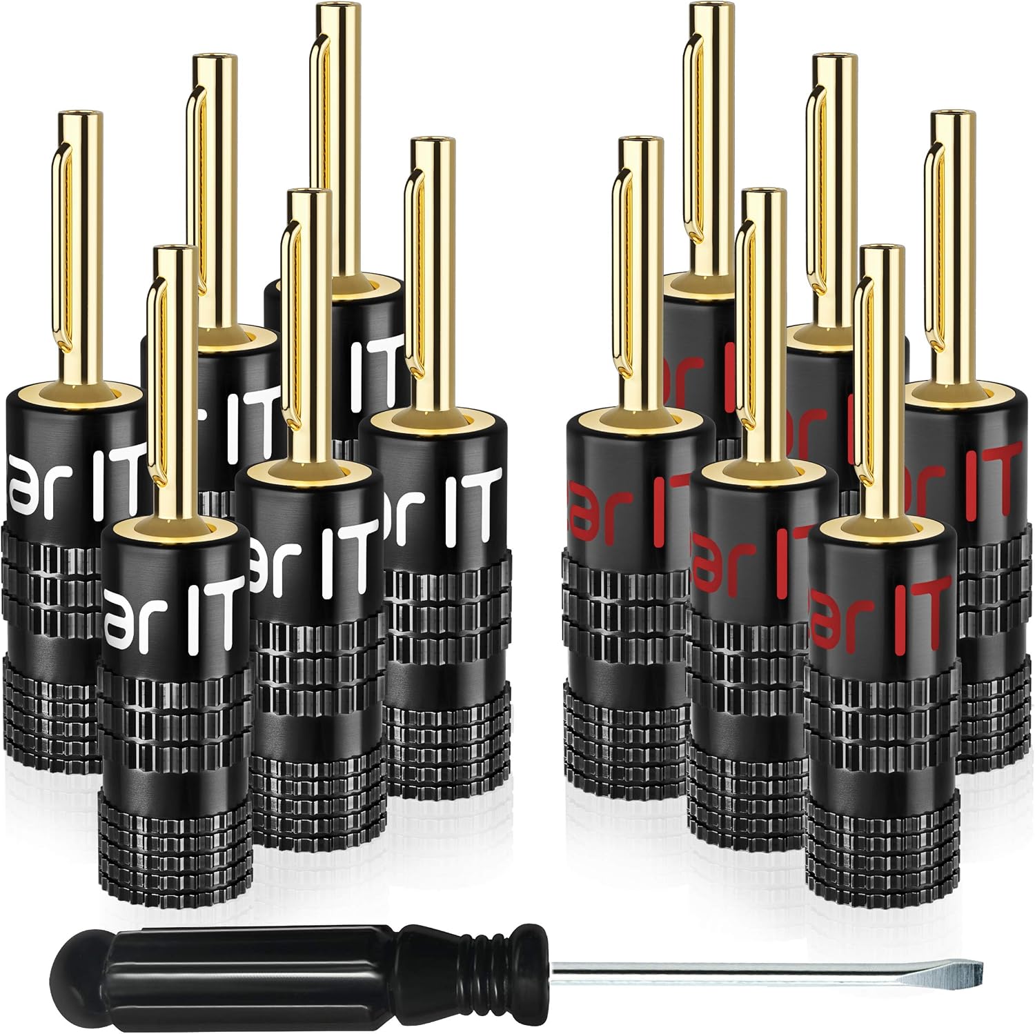 Thumbnail 6 de GEARit Right Angle Banana Plugs for Speaker Wire (90 Degree, 6 Pairs, 12–20 AWG)
