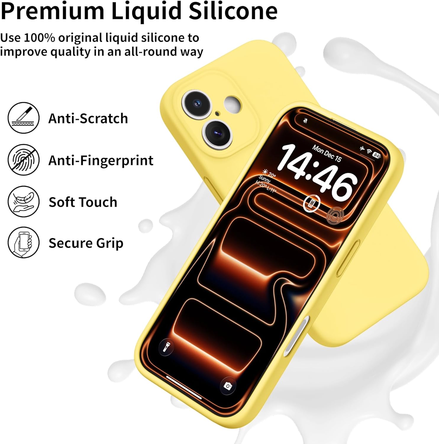 Detalle de OIIAEE iPhone 17 Case (6.3 inch) – Cream Yellow, Ultra Slim Protective Case with MagSafe, Liquid Silicone