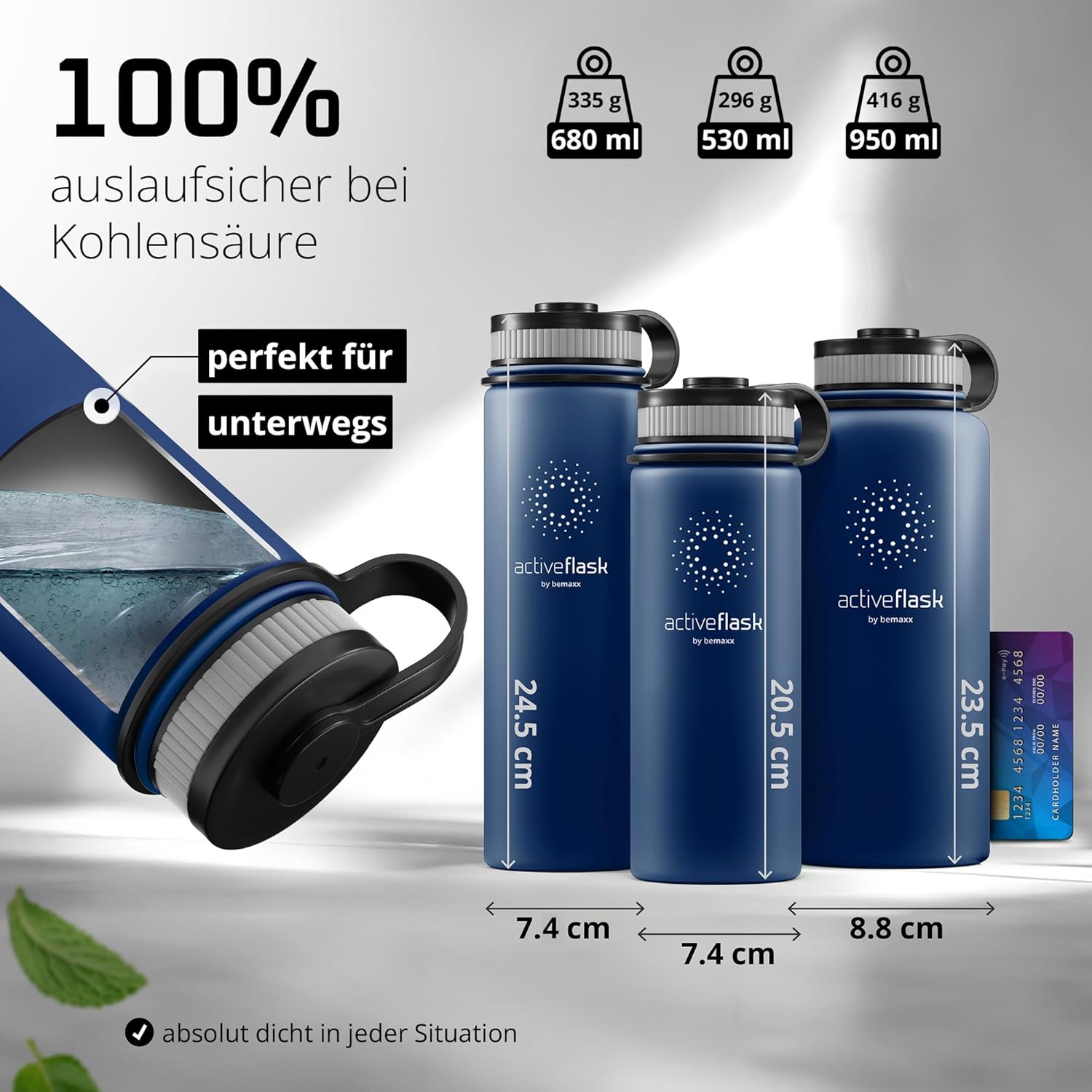 Thumbnail 6 de ACTIVE FLASK Edelstahl Trinkflasche mit Strohhalm – 680 ml, 3 Deckel, BPA-frei