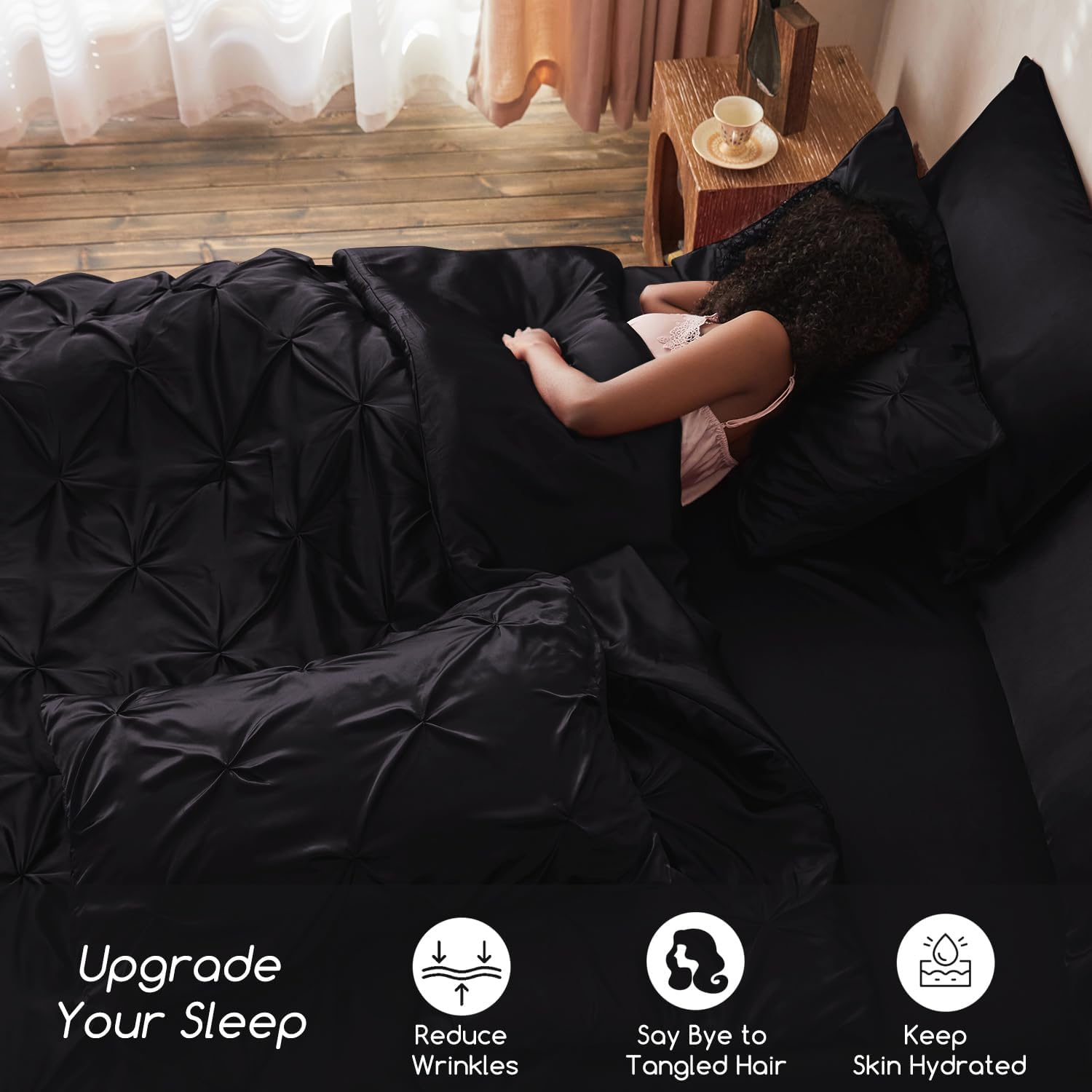 Detalle 2 de MR&HM Satin Comforter Queen 7-Piece Bedding Set