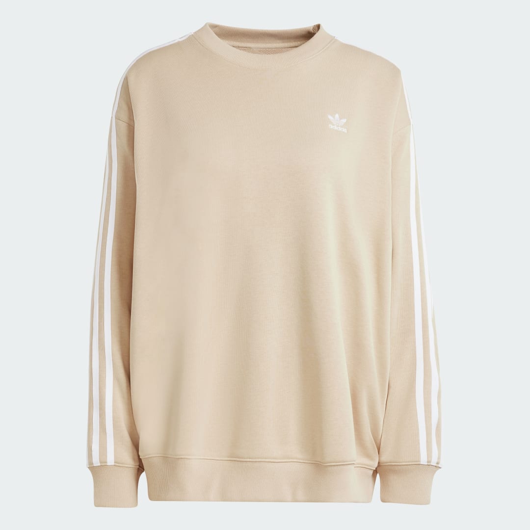 Detalle 2 de Sudadera cuello redondo Oversized 3 bandas Adidas – beige