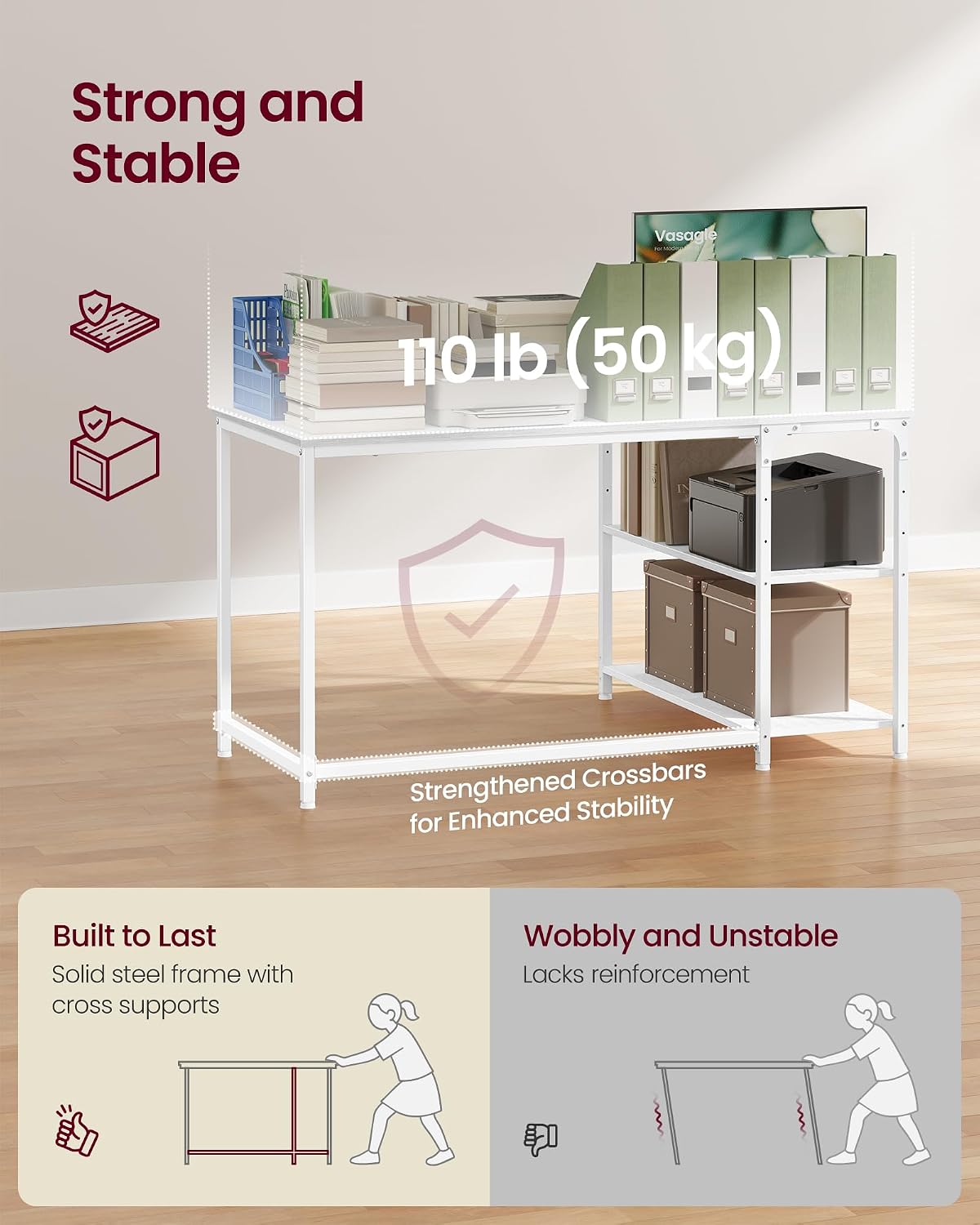 Thumbnail 5 de VASAGLE L Shaped Corner Desk 120x80