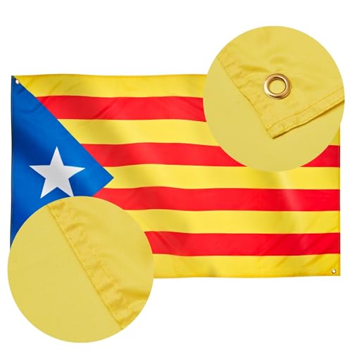 Detalle de Runesol Estelada Catalana - Bandera de Cataluña 91x152 cm para exterior (4 Ojales) - Independentista