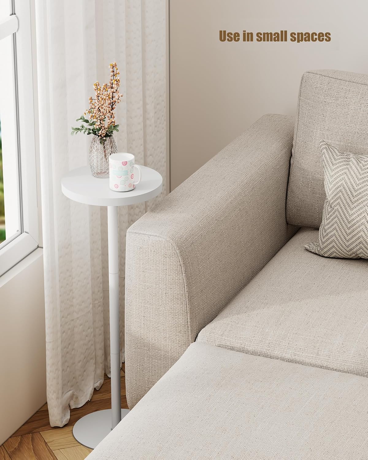 Thumbnail 1 de TUTOTAK Tall Round Side Table, Small End Table (Set of 2) – White