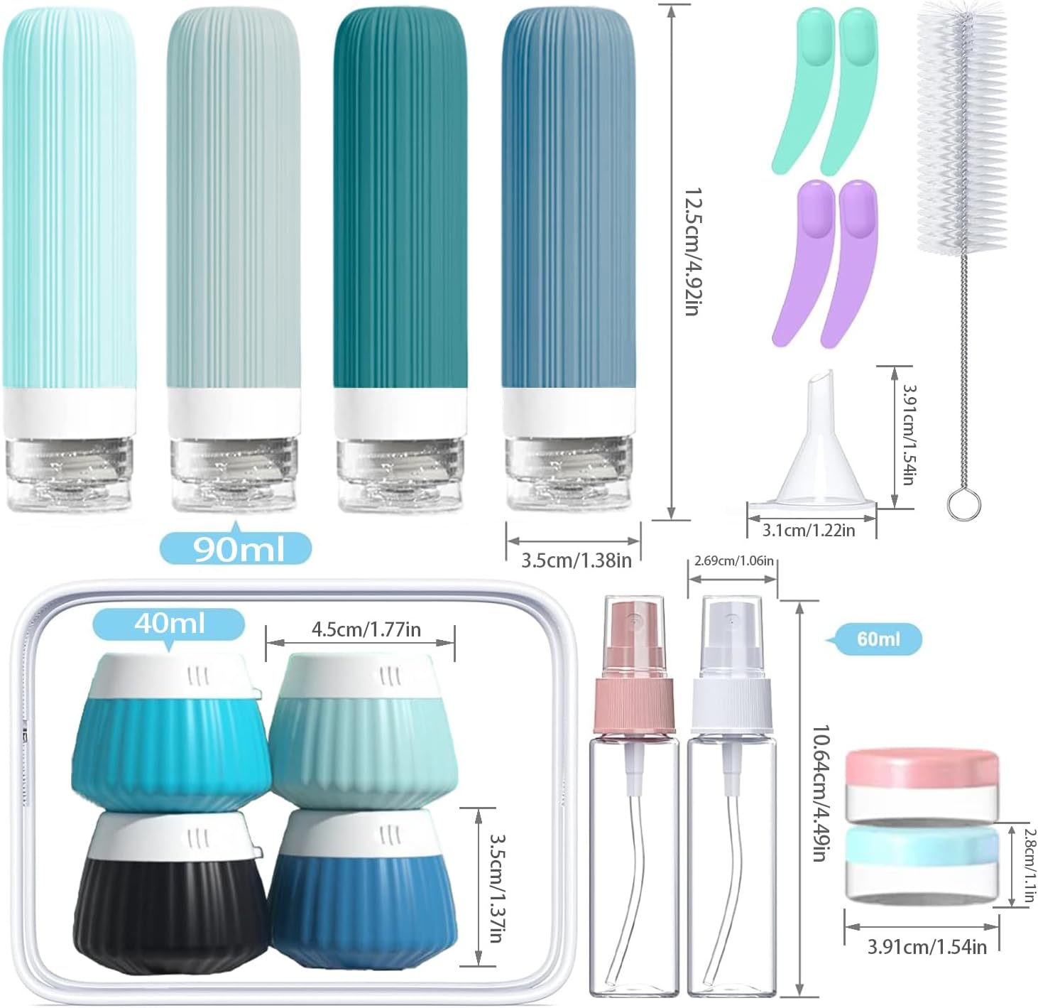 Detalle 2 de NuvaConx 18-pack Travel Bottles for Toiletries