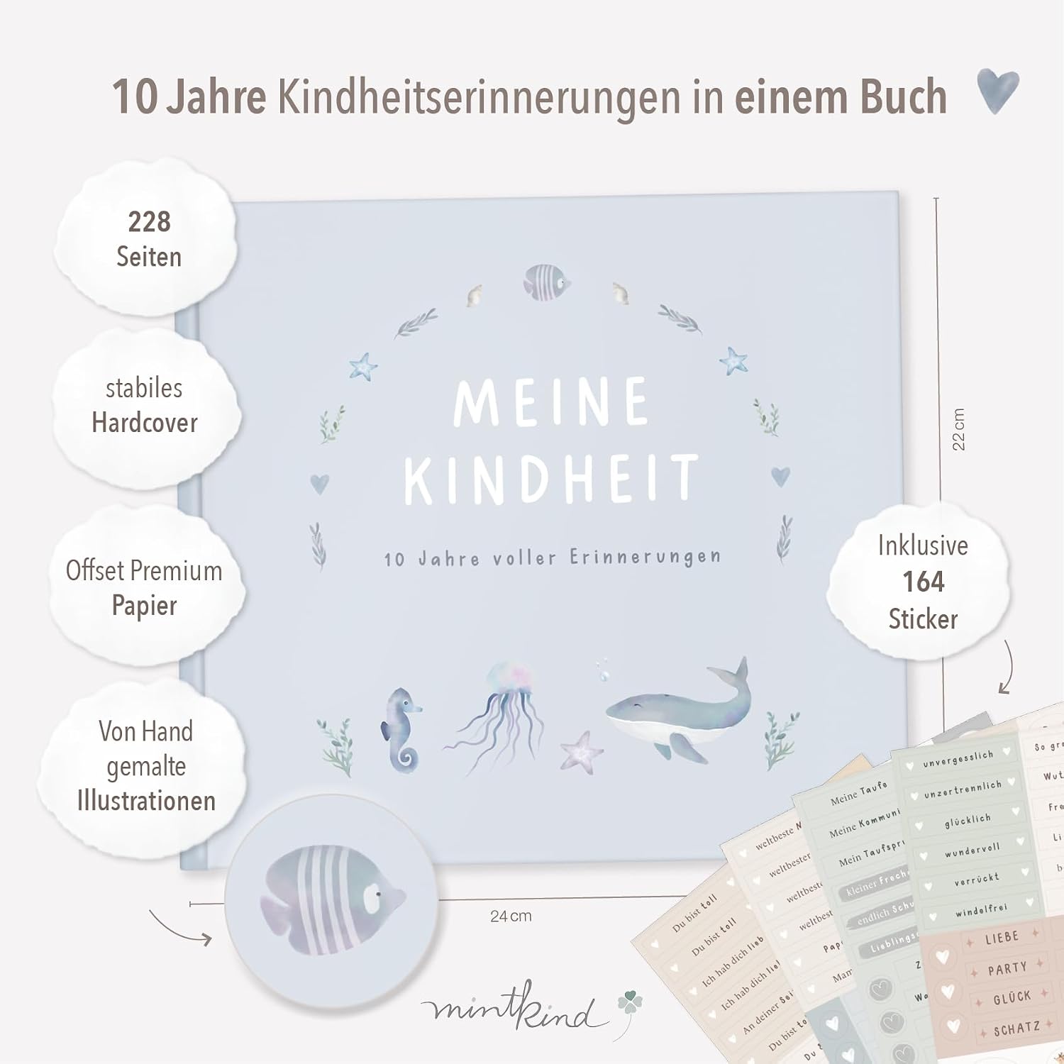 Detalle 2 de mintkind Erinnerungsalbum Kindheit Blau
