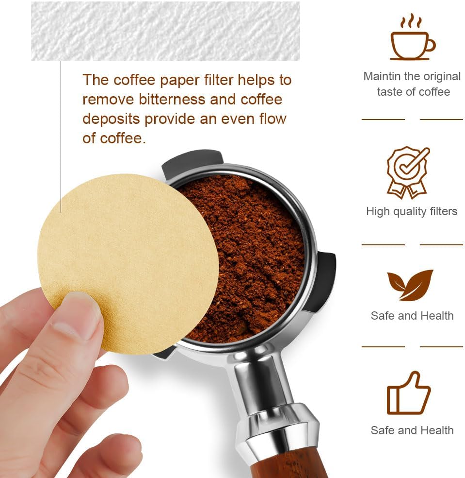 Detalle 1 de HOTUT Filtros de Café 54mm, 400pcs, Naturales